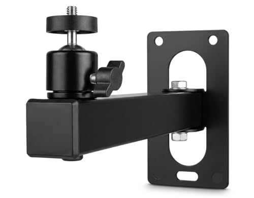 Image of Projector Wall Mount Stand with Adjustable Tilt, Swivel & 360 Rotation Ball Head | Heavy Duty Metal Bracket Holder for CCTV Mini Single Screw Projector | Weight Capacity 10Kg (Black)