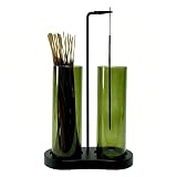 Moocervi Green Glass Incense Holder, Colorful Incense Sticks Burner Holder with Storage,Hang Upside Down Incense Holder for Sticks with Glass Ash Catcher for Meditation Yoga Spa Room Decor (Green)