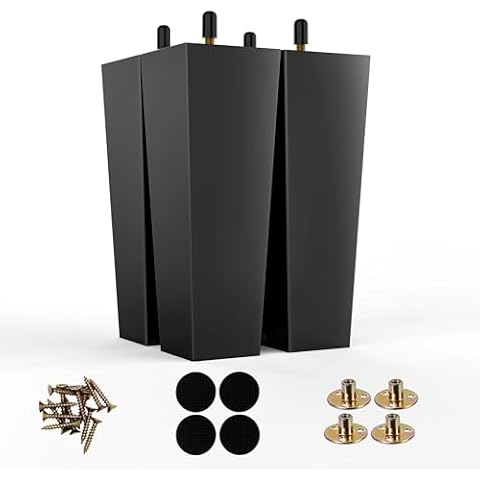 SHANJUE Wood Furniture Legs 8 inch Sofa Legs Pack of 4,Round Couch Legs Black Mid Century Desk Legs,Sofa Replacement Parts,for Dresser Legs Sideboard Recliner Couch Circle Chair (Black, 8 inch) Cover