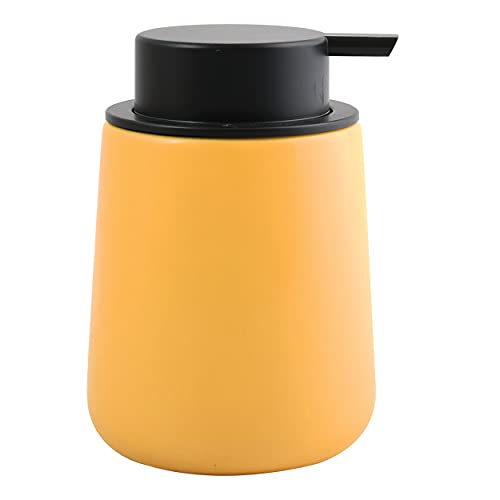 MSV - Dispenser di Sapone in Ceramica - MAONIE Zafferano Opaco - 300 ML - Elegante e Pratico per Il Bagno - Ideale per Lo Stile Contemporaneo - Ø 75 x 175 mm - Uso Quotidiano