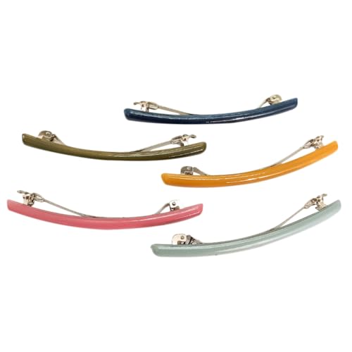 Lurrose 5pcs French Hair Clip Tortoiseshell Hair Clips Fashion Hair Pin Automatic Clasp for Women Girls (Random Colour)