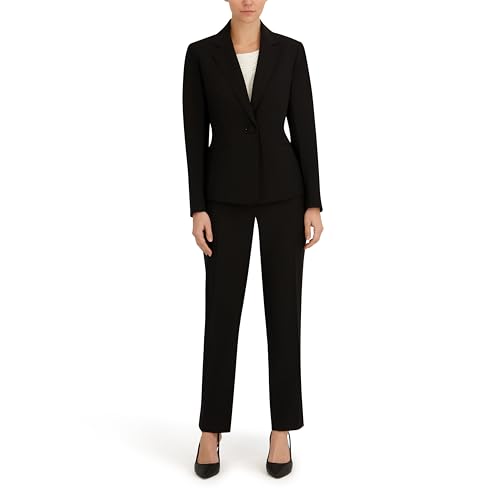 Le Suit Women's Plus Size Jacket/Pant Suit, Black, 22W