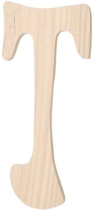 Darice 9187-T Unfinished Wood Embellishment, Letter T, Special Font