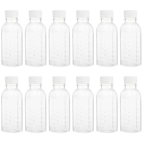 UPKOCH 12 Stücke Kunststoff Saftflaschen Transparent Plastikflasche Leere Milchflaschen Plastik Wasserflaschen Kunststoffflaschen Trinkflasche zum Befüllen Cover