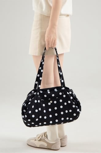 Bolso hobo flojo con estampado de lunares para mujer, bolso cruzado bajo el brazo, bolso de mano para viaje, trabajo y playa miniatura 2