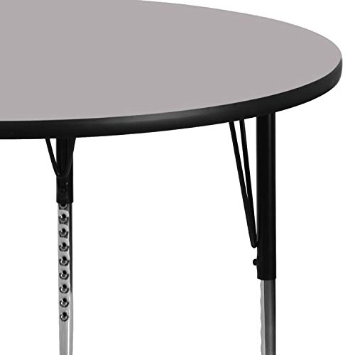 Flash Furniture Wren 48'' Round Grey Thermal Laminate Activity Table - Standard Height Adjustable Legs #TOP4