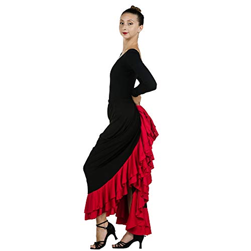 Danzcue Womens Full Circle Flamenco Skirt, Black, L Adult #TOP3