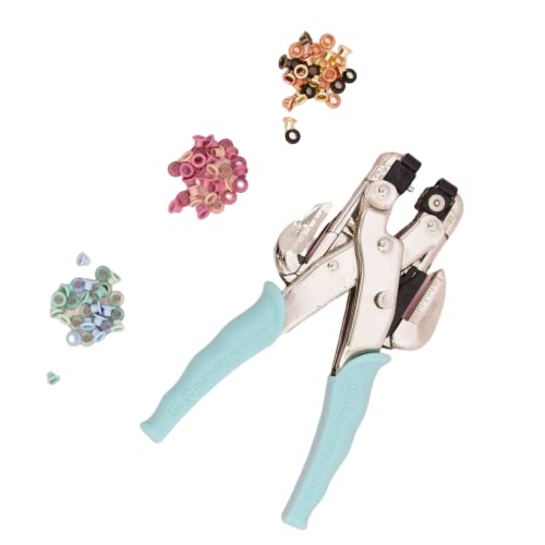 Kit con Herramienta Crop-A-Dile Color Turquesa y 180 Ojales de Colores Surtidos We R Memory Keepers Cover