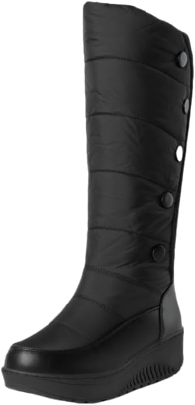 Women's Fashion Solid Color High Calf Snow Boots, Soft Versatile Winter Warm Boots, Non-slip Thick Bottom Outdoor Shoes
