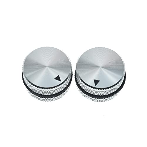 KAISH 2pcs 63/64\"(25mm) Diam. Aluminium Potentiometer Knobs 1/4\" Universal Metal Pot Knobs for Guitar/Bass/AMPS Amplifier/Power Amplifier/Preamps/Audio Equipments Silver with Black Rubber o-ring - Thumbnail 4