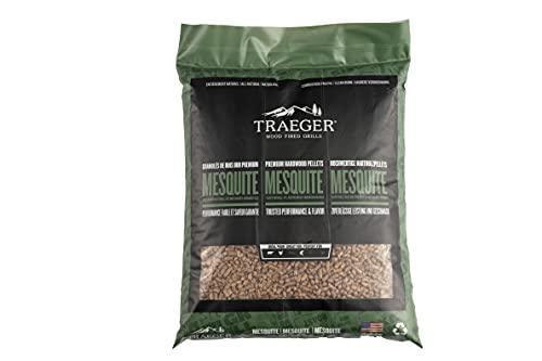 Traeger Grills Mesquite 100% All-Natural Wood Pellets for Smokers and Pellet Grills. BBQ, Bake, Roast, and Grill, 20 lb. Bag