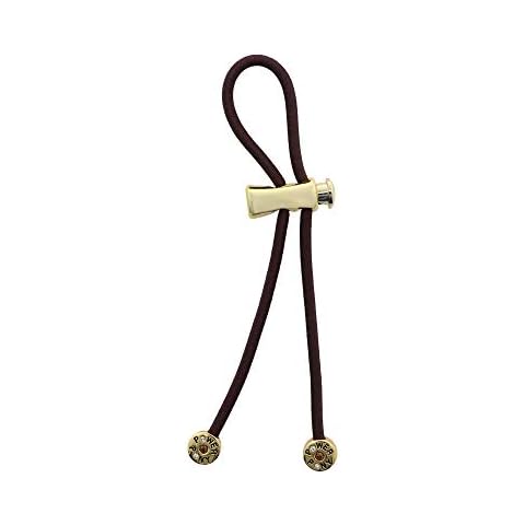 Pulleez Sliding Ponytail Holder by Julius Michael - Gold Power Pony Metal Charms - Brown Elastic Hair Tie Bracelet Cover