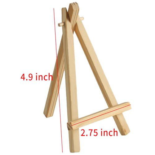 WHTCHSU 5 Pack 4.9\" Mini Wood Display Easel, Natural Wooden Tripod Holder Stand for Displaying Small Canvases, Business Cards, Photos