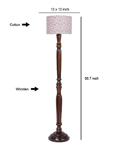 Image of Devansh Multicolor Cotton Wooden Floor Lamp -15