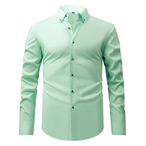 Generisch Camisa de manga larga para hombre, de gran tamaño, monocolor, camisas de trabajo, camisas de trabajo, camisas de ocio, camisas de vestir suaves de manga larga, vestido informal clásico