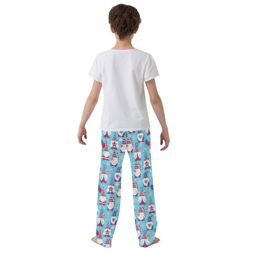 Gnome American Flag Boys Long Pants Soft Trousers Elastic Waist Kids Lounge Bottoms with Pockets S-XL3