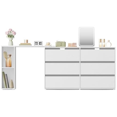 SONGMICS HOME Commode, Meuble de Rangement, Coiffeuse avec Étagère, Assemblage Rapide sans Outils Toolless, Côte à Côte ou en L Cover