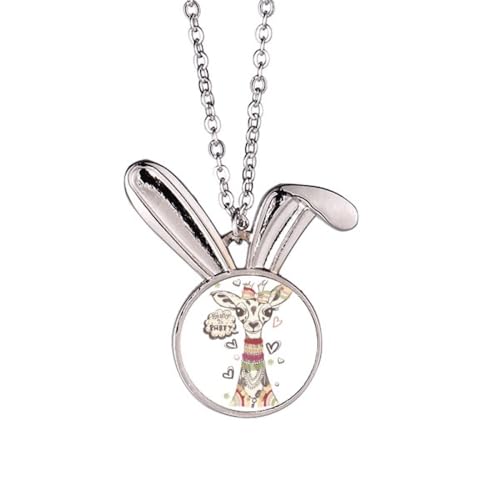Collier pendentif lapin coloré en forme de girafe pour femme