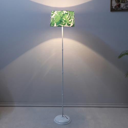 Image of tu casa White Metal-Iron Base Foldable Floor Lamps with Palm Print & Satin Shade for Bedroom, Living Room, Lounge, Office Area, Gifting Without Bulb for Home Decoration (Height - 57 inch)