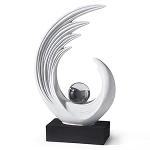 Octdays Modern White Sculptures Home Decor – Resin Abstract Art Statue Centerpiece for Living Room Table Decorations, Bookshelf Dining Room Office TV Stand Decoration (White-B)