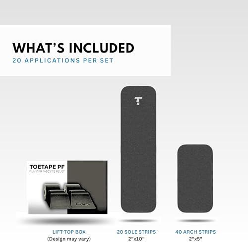 Plantar Fasciitis Tape, 20 Applications - Precut Kinesiology Tape Strips for Foot Soreness Relief - Also Great for Shin Splints - Includes 20 2x10