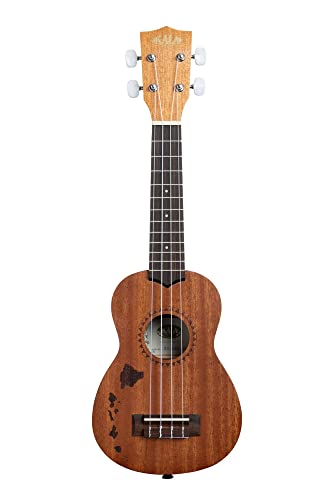 Kala 15S Satin Mahogany Ukulele with Hawaiian Island Laser Etching (KA-15S-H1)