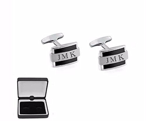 Mancornas personalizadas plateadas con acento negro miniatura 2