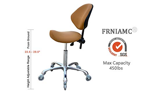 Frniamc Adjustable Saddle Stool Chairs With Back Support Ergonomic For Medical Clinic Studio Salon Office And Home (Camel) #TOP3