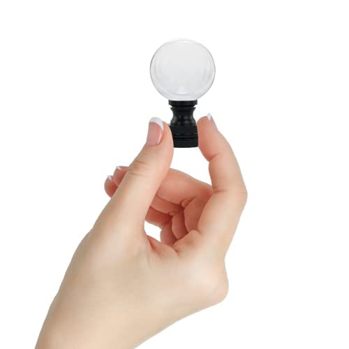 Lamp Finials 2-Pack (Crystal Ball, Black Base, 1-7/8" Tall), Secure Lampshade To Table/Floor Lamps, Decorative Solid Metal Replacement Finial Set, 1/4-27 Ips Pipe Compatible, American Small Business #TOP6