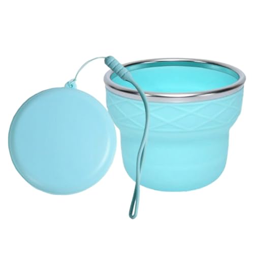 shjxi Vaso plegable de 200 ml con tapa de silicona a prueba de fugas plegable – Botella para camping al aire libre | para exteriores, senderismo, trekking, escalada, oficina en casa