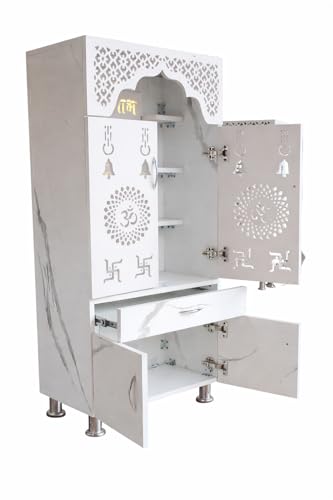 CHISELCHANT Home Temple Pooja Unit Mandir, 51 inch, White - Image 4
