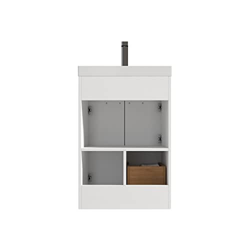 All Wood Freestanding Bathroom Vanity With Topmount Sink (Matte White, 24" W/Acrylic Sink) #TOP4