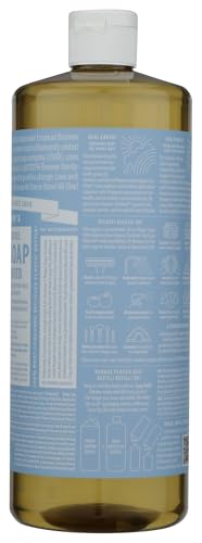 Dr. Bronner's - Pure-Castile Liquid Soap (Baby Unscented, 32 Ounce) - Made with Organic Oils, 18-in-1 Uses: Face, Hair, Laundry, Dishes, For Sensitive Skin, Babies, No Added Fragrance, Vegan, Non-GMO