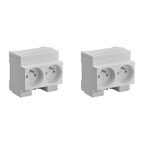 DEBFLEX Double Prise de Courant MODULAIRE 2P+T 10/16A Gris (Lot de 2)