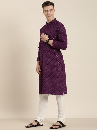 Image of Amazon Brand - Tavasya Men Rayon Blend Embroided Regular Kurta