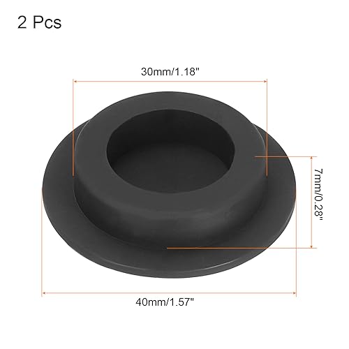 Image of UXCELL High Temp Silicone T-Shaped Rubber Stopper Hole Plugs - 30mm Dia, Pack of 2 (OD 40mm) - Black, Waterproof, Sealing - For Powder Coating & Plating