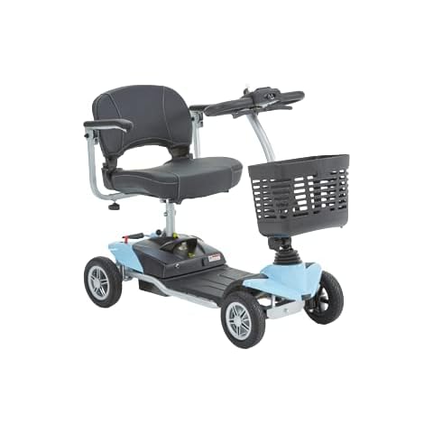 Evolite Lightweight Mobility Scooter for Adults - Easy to Assemble & Disassemble - Padded and Comfortable Seat - Includes a Front Basket - Blue Cover