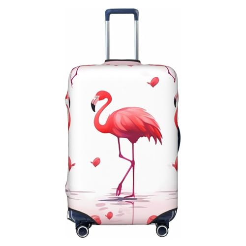 Lovely Pink Flamingos Luggage Cover Washable Stretch Suitcase Protector Anti-Scratch Travel Luggage Sleeve Elastic Baggage Cover Fits 18-32 Inch