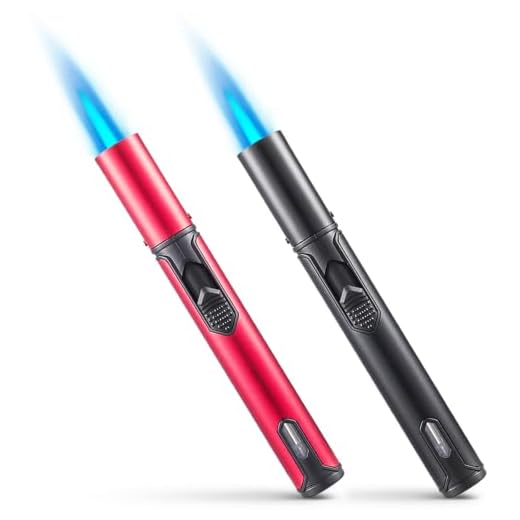 Urgrette 2 Pack Butane Torch Lighter, 6-inch Refillable Pen Lighter Adjustable Jet Flame Butane Lighter for Grill BBQ Candle Camping (Gas Not Included) Raven & Ruby
