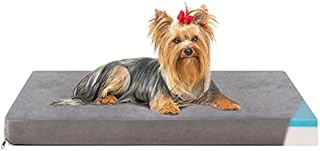 PETORREY Orthopedic Memory Foam Dog Bed For Medium Large Dogs,Cooling Gel ,Waterproof Inner & Removable and Machine Washable Cover, Thick Egg Crate Foam Dog Bed with Non-Slip Bottom(L)