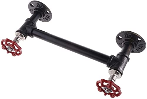 ZhanDouB Toallero de Tubo Industrial Vintage de Pared,Perchero Portarrollos, para Baños Cocinas Cuarto de Baño, Color Negro (B) Cover
