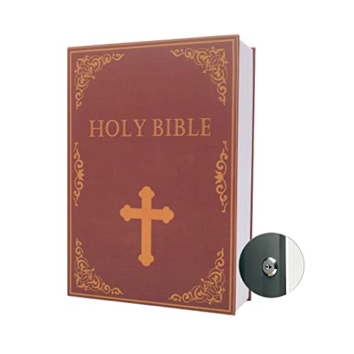 Large Diversion Book Safe Storage Box (Size 10.5"×8"×2.6") With Security Key Lock, Dictionary Secret Hidden Safe (Bible-Key)