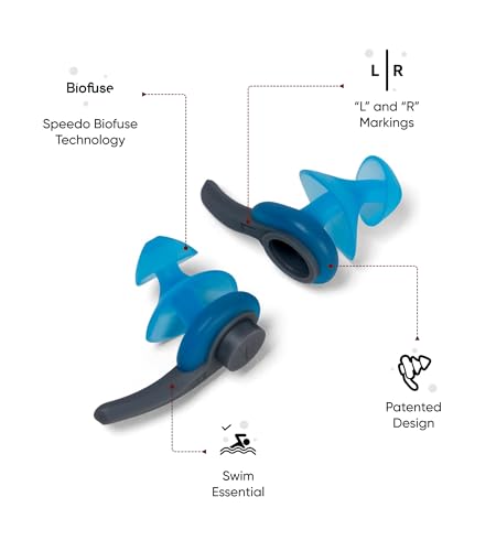Speedo Unisex Adult Biofuse Secure Fit Ergonomic Design Ear Plug for Men and Women - Blue & Grey