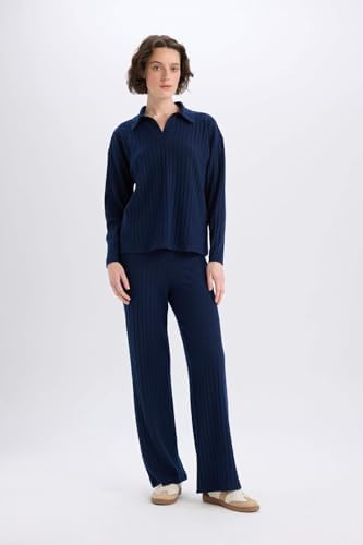 DeFacto Wide Leg Geniş Paça Eşofman Altı Normal Bel Fitilli Kaşkorse Kumaş Basic Düz - Görsel 2