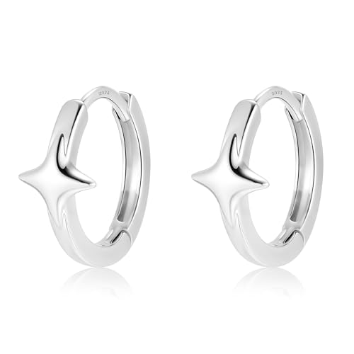 Mini Star Huggie Hoop Earrings for Women 925 Sterling Silver Post 14K Gold Plated Star Small Hoop Earrings for Women