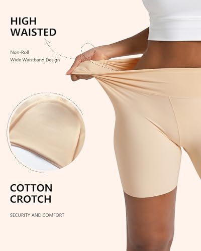 Slip Shorts for Under Dresses Women, Cooling Anti Chafing High Waisted Seamless Smooth Boyshorts Underwear Panties3