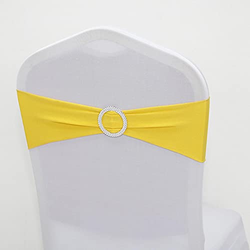 Hotel Banquet Decoration Birthday Party Wedding Chair Elastic Band Bow Chair Strap 5PCS (Yellow)