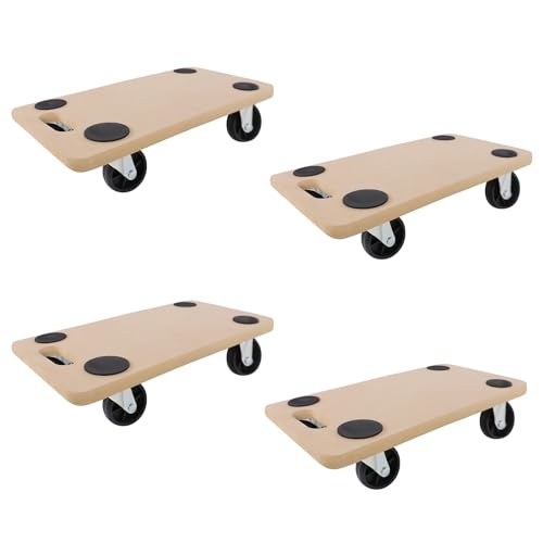Aufun Lot de 4 Planches à Roulettes Antidérapantes 58 x 29 cm pour Transport et Déménagement avec Patins en Caoutchouc et Ateliers