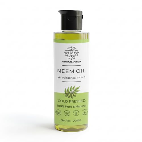 Image of Mystic Pure Neem Oil Cold Pressed For Skin & Hair | Therapeutic Grade Multi Purpose | Acne, Dandruff - 200ml