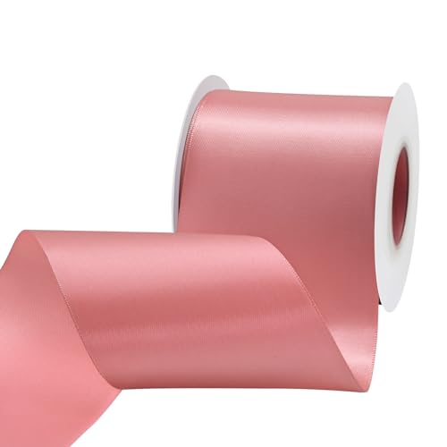 Image of Dusty Pink Satin Ribbon 3 inch X 15 Yards Polyester Ribbon for Gift Wrapping Very Suitable for Weddings Party Hair Bow Invitation Decorations and More